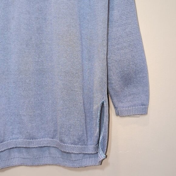 Vintage 80s Jewel Neck Sweater Knit Pullover Soft Blue Embellished Tunic - Picture 5 of 16